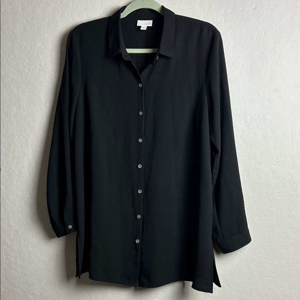 J. Jill Black Button-Up Blouse